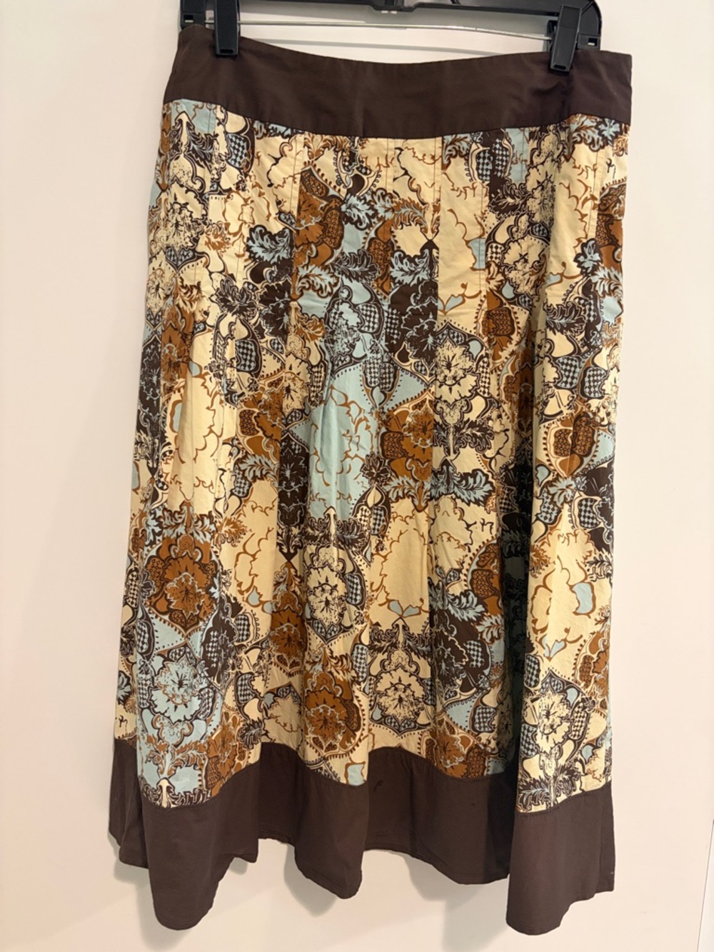 Brown Floral Print A-Line Skirt